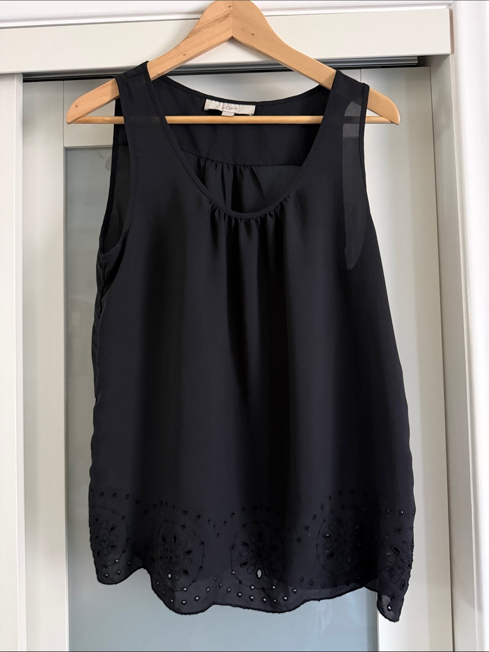 LOFT Black Sleeveless Embellished Camisole